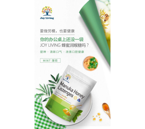 JOY LIVING恬乐园麦卢卡蜂蜜润喉糖  300g  薄荷