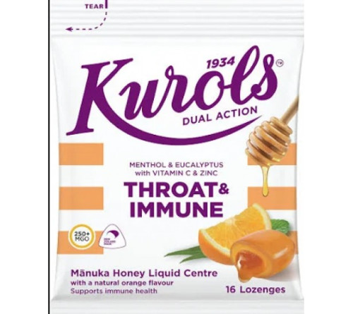 Kurols 双效润喉增强免疫含片  16粒