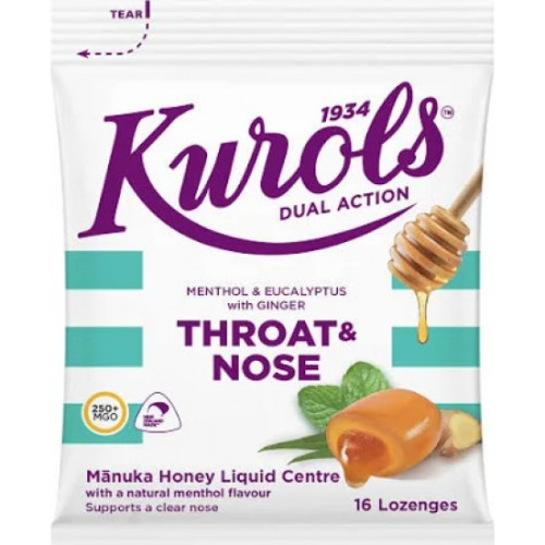 Kurols 双效润喉通鼻含片  16粒