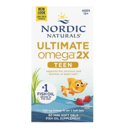 Nordic Naturals  挪威自然青少年双倍鱼油Omega 60s mini 草莓味