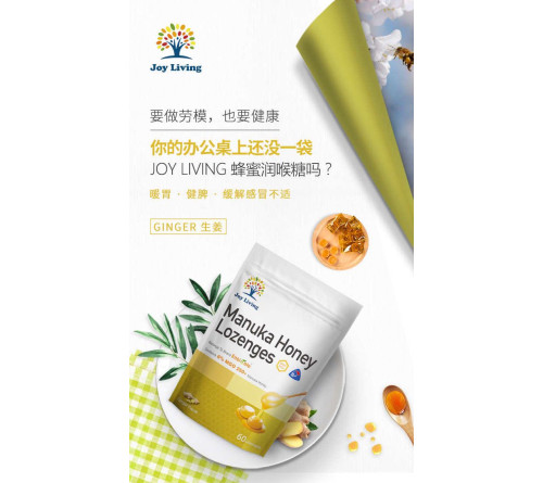 JOY LIVING恬乐园麦卢卡蜂蜜润喉糖 300g  生姜 