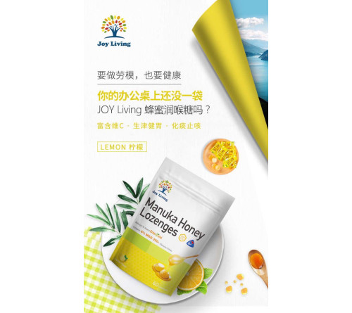 JOY LIVING恬乐园麦卢卡蜂蜜润喉糖 300g  柠檬