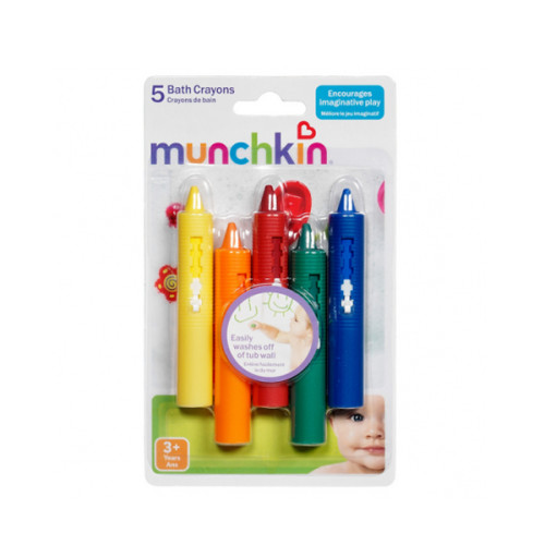 新西兰直邮 Munchkin满趣健 宝宝浴室易擦洗多彩蜡笔 5支