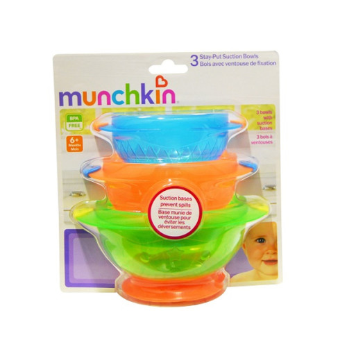 新西兰直邮 Munchkin满趣健 带盖吸盘碗 （3个装）